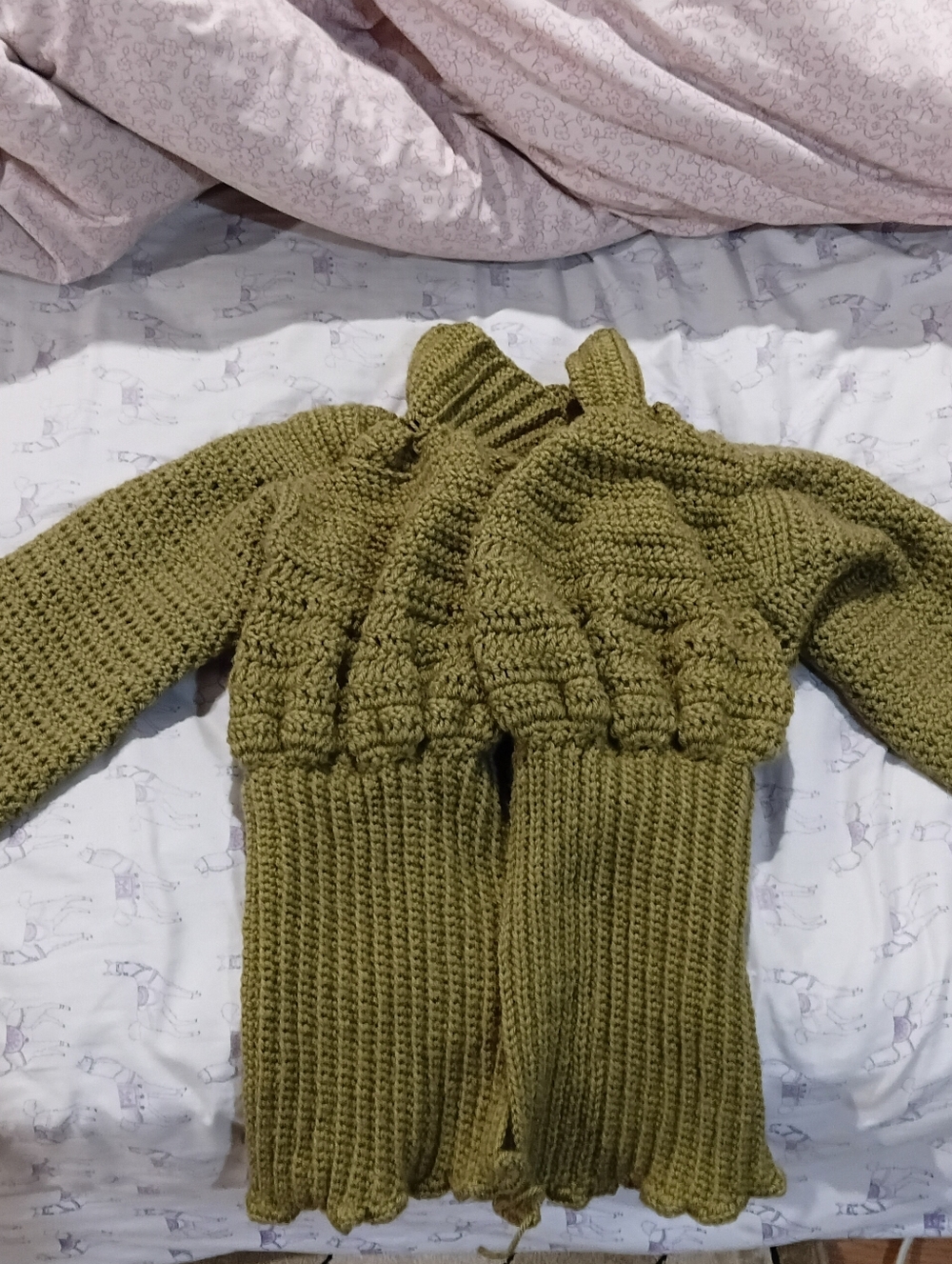 Olive Green Chunky Knit Cropped Cardigan